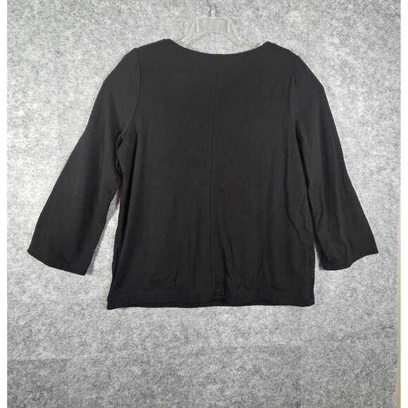 Chico's Knit Top Long Sleeve Scoop Neck Pullover Black Office Women's Size XL - Picture 5 of 8